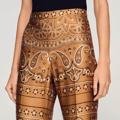 Bandana Print Floaty Trousers Brown Black