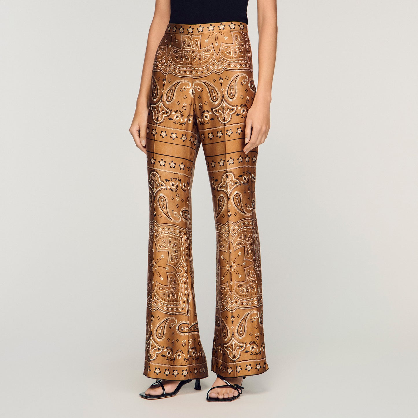 Bandana Print Floaty Trousers Brown Black