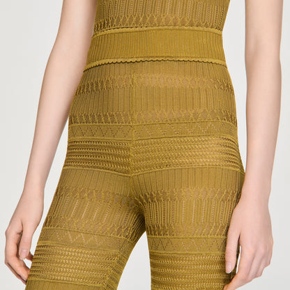 Milan Pointelle Knit Trousers Olive