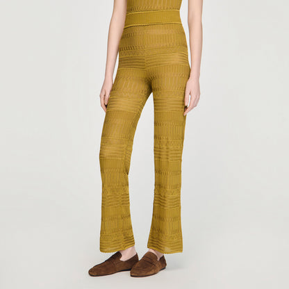 Milan Pointelle Knit Trousers Olive
