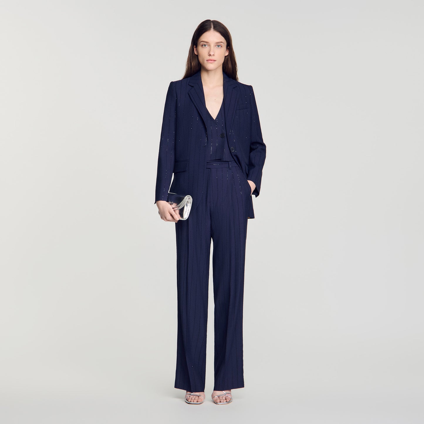 Mabillon Striped sequin trousers Dark Navy