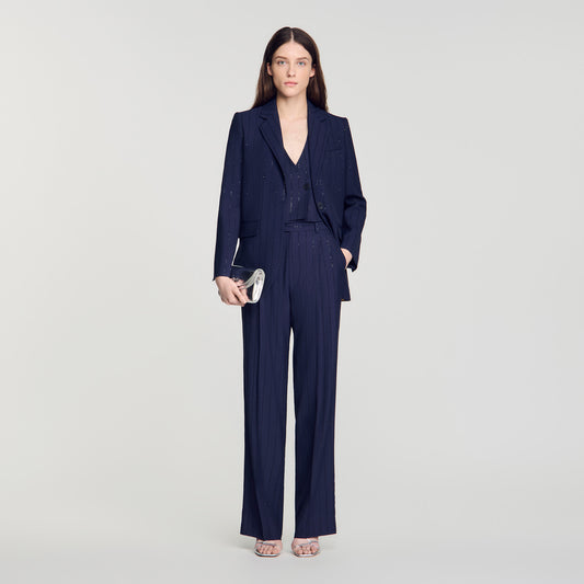 Mabillon Striped sequin trousers Dark Navy
