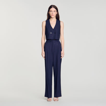 Mabillon Striped sequin trousers Dark Navy