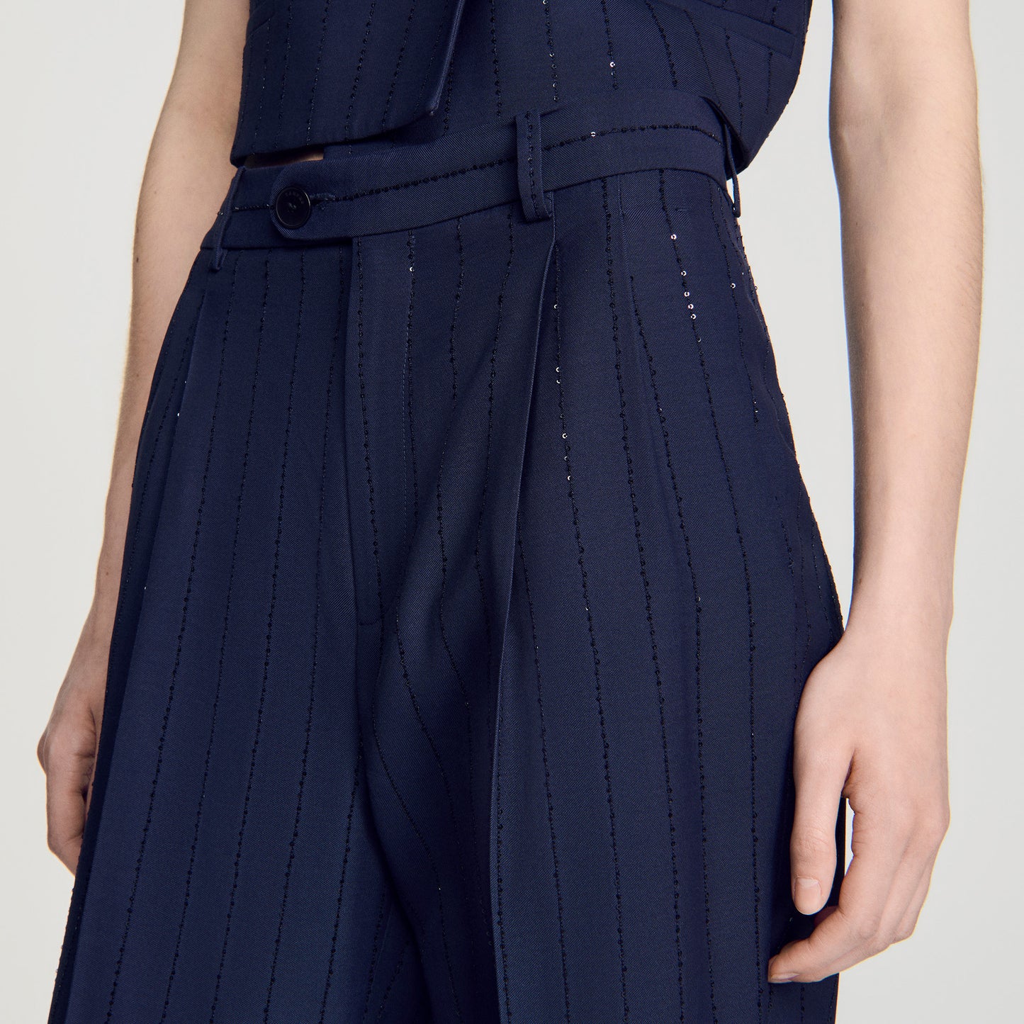 Mabillon Striped sequin trousers Dark Navy