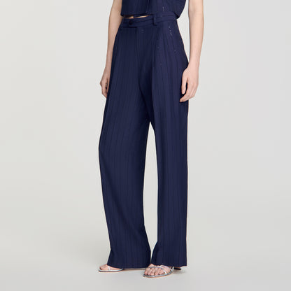 Mabillon Striped sequin trousers Dark Navy