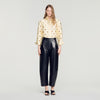 Neo Leather barrel-leg trousers Black
