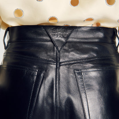 Neo Leather barrel-leg trousers Black
