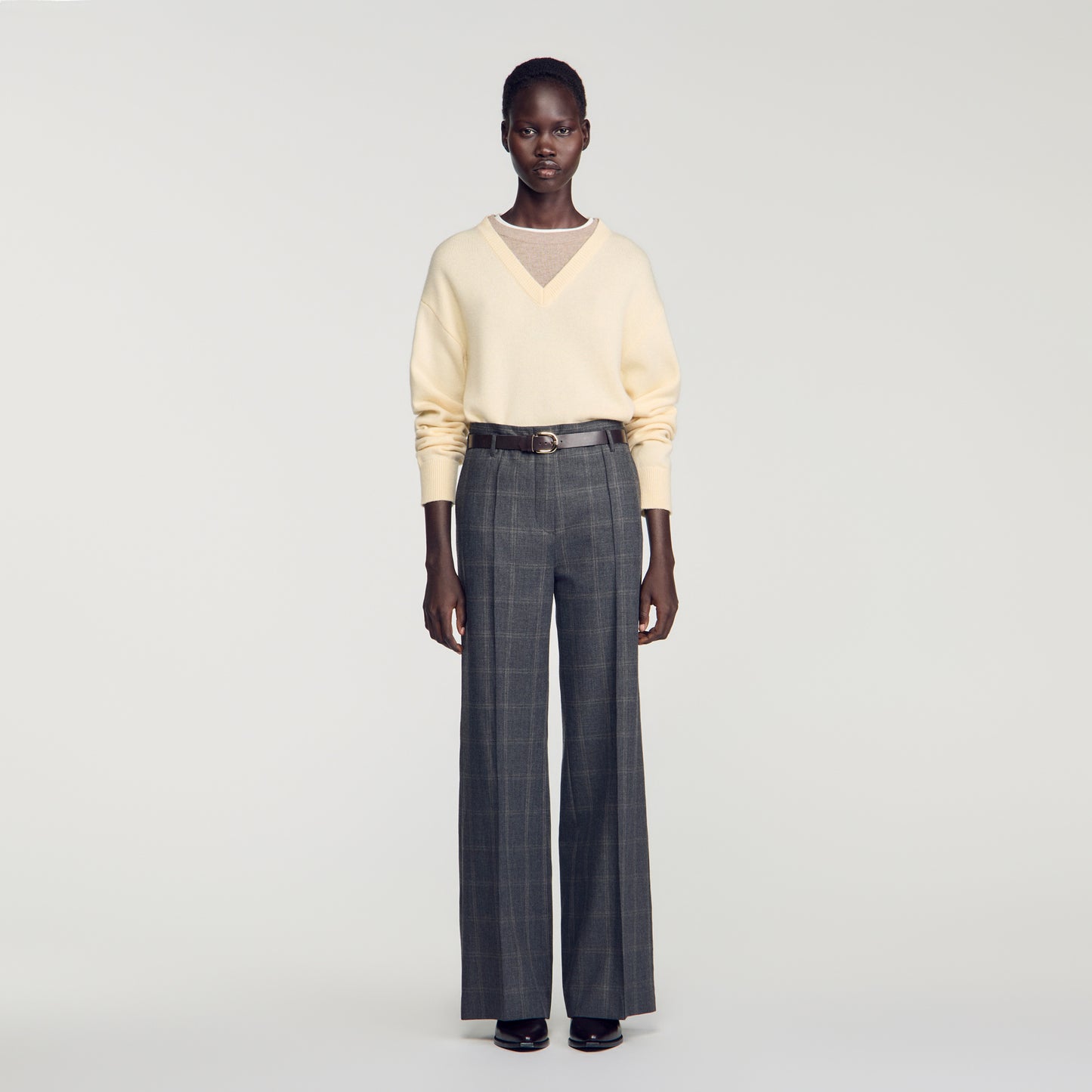 Colton Checked straight-leg trousers Grey