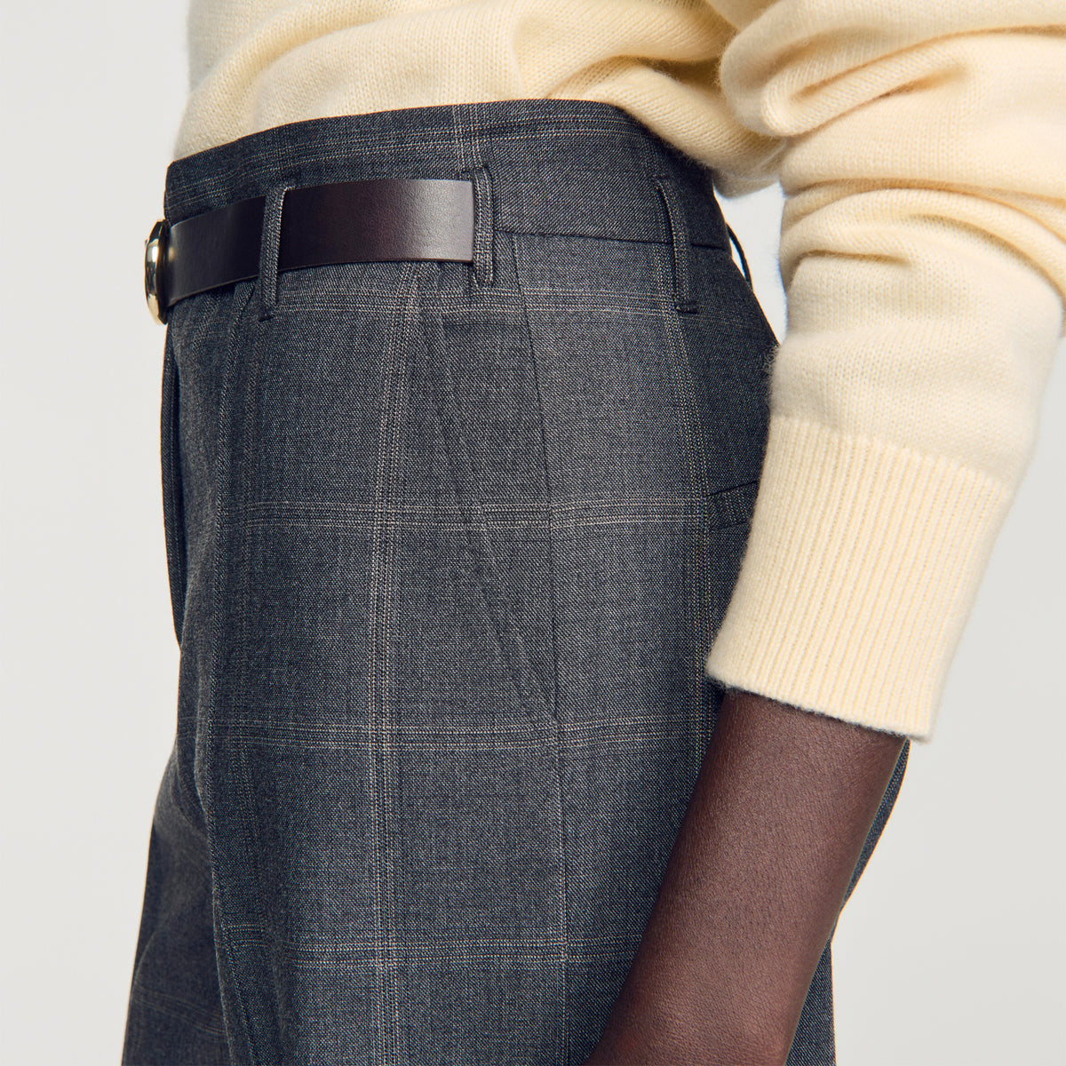 Colton Checked straight-leg trousers Grey