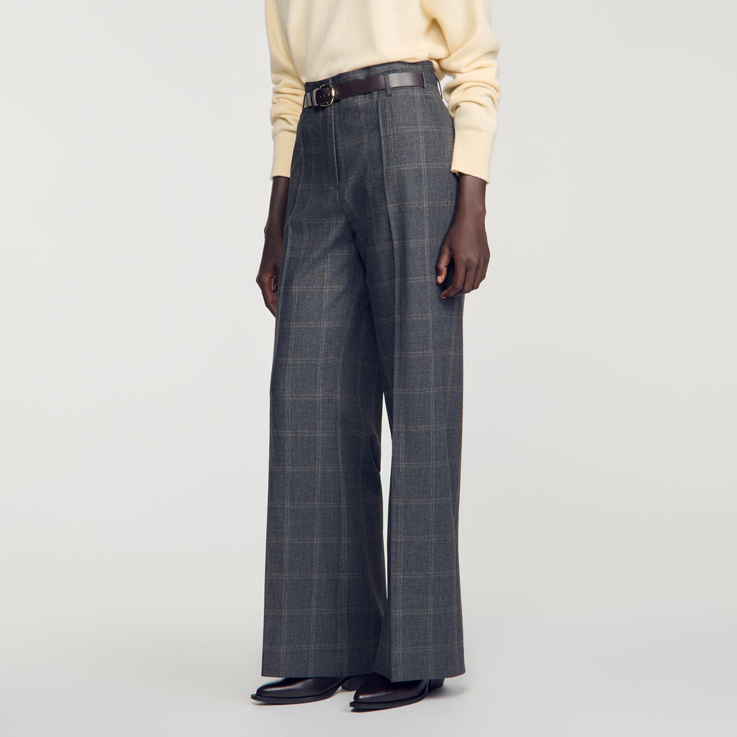Colton Checked straight-leg trousers Grey