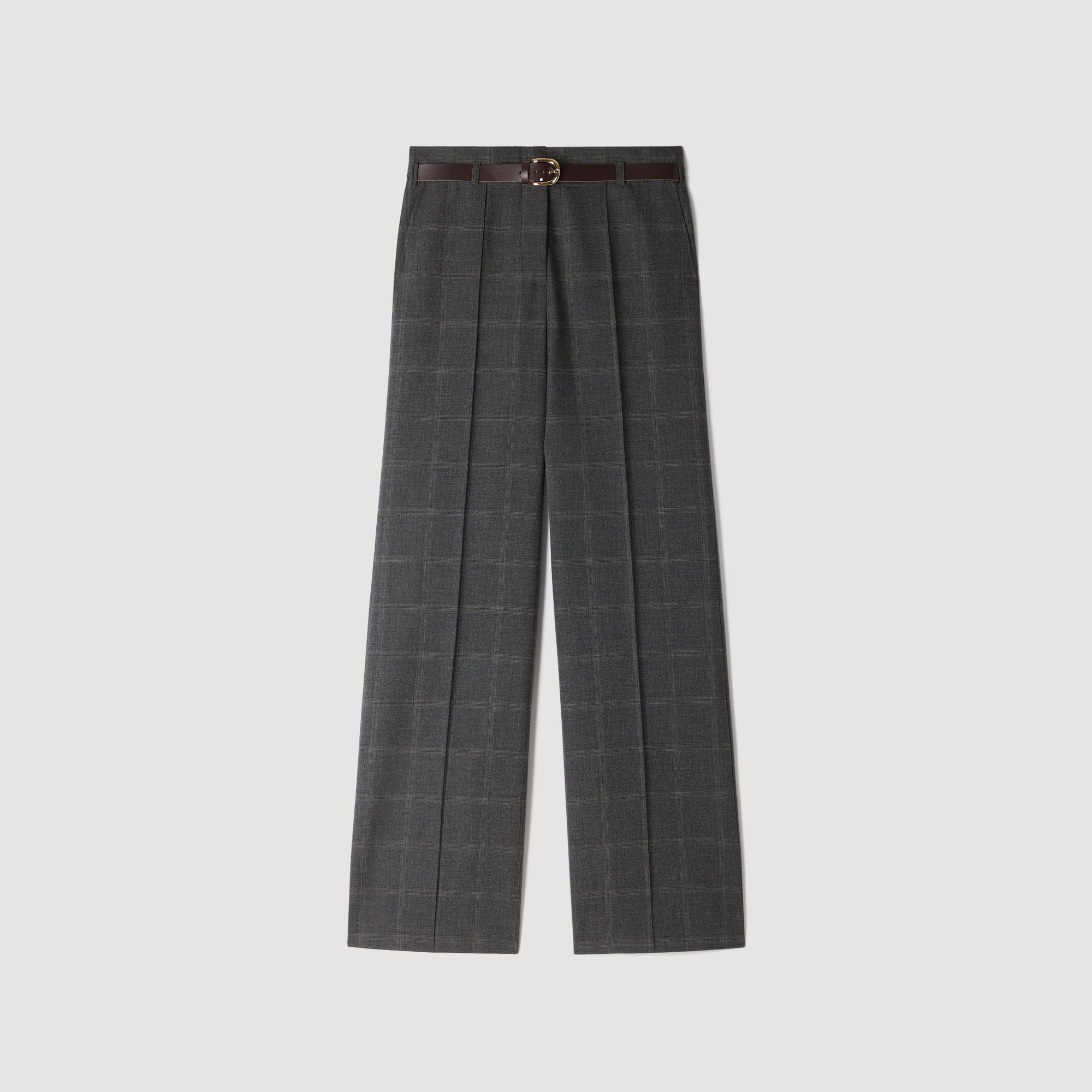 Colton Checked straight-leg trousers Grey