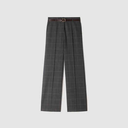 Colton Checked straight-leg trousers Grey