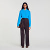 Paige Striped straight-leg trousers Marron / Bleu