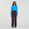 Paige Striped straight-leg trousers Marron / Bleu