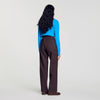Paige Striped straight-leg trousers Marron / Bleu