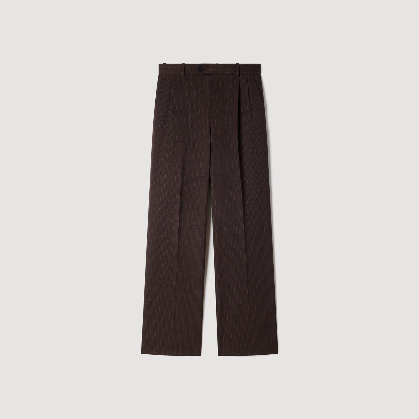 Paige Striped straight-leg trousers Marron / Bleu
