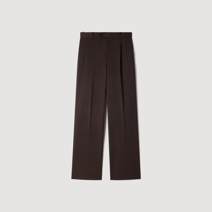 Paige Striped straight-leg trousers Marron / Bleu