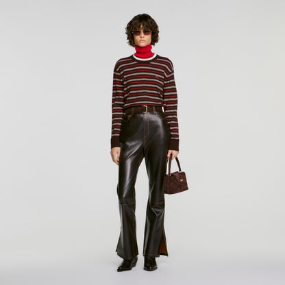 Thompson Distressed leather trousers Brown