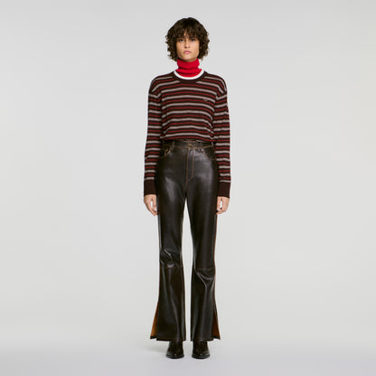 Thompson Distressed leather trousers Brown