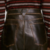 Thompson Distressed leather trousers Brown