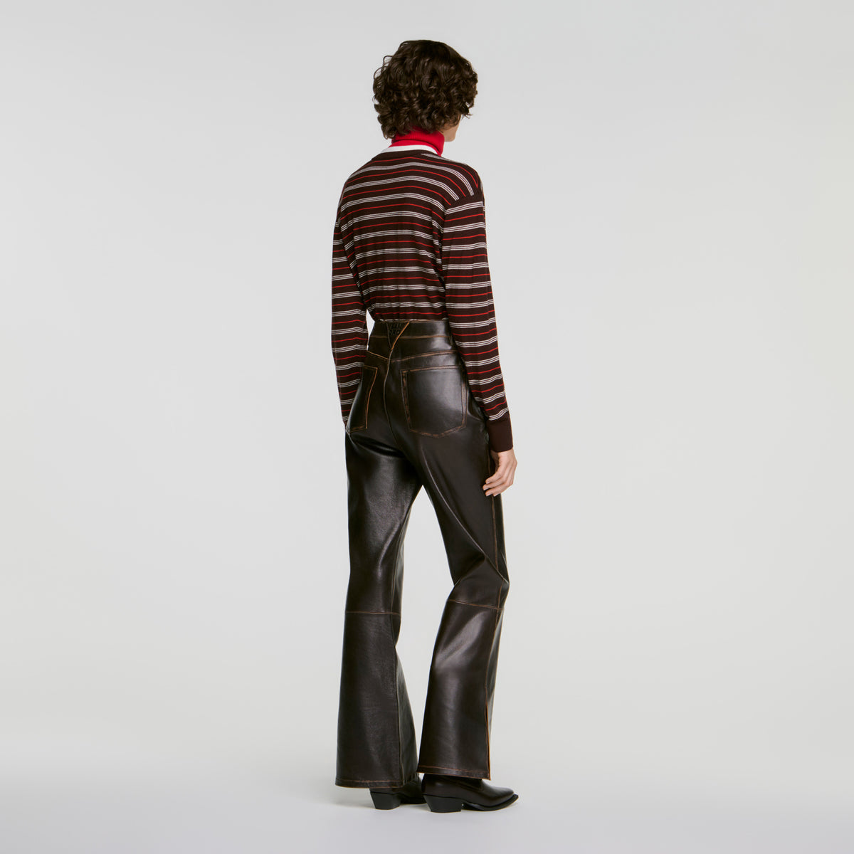 Thompson Distressed leather trousers Brown