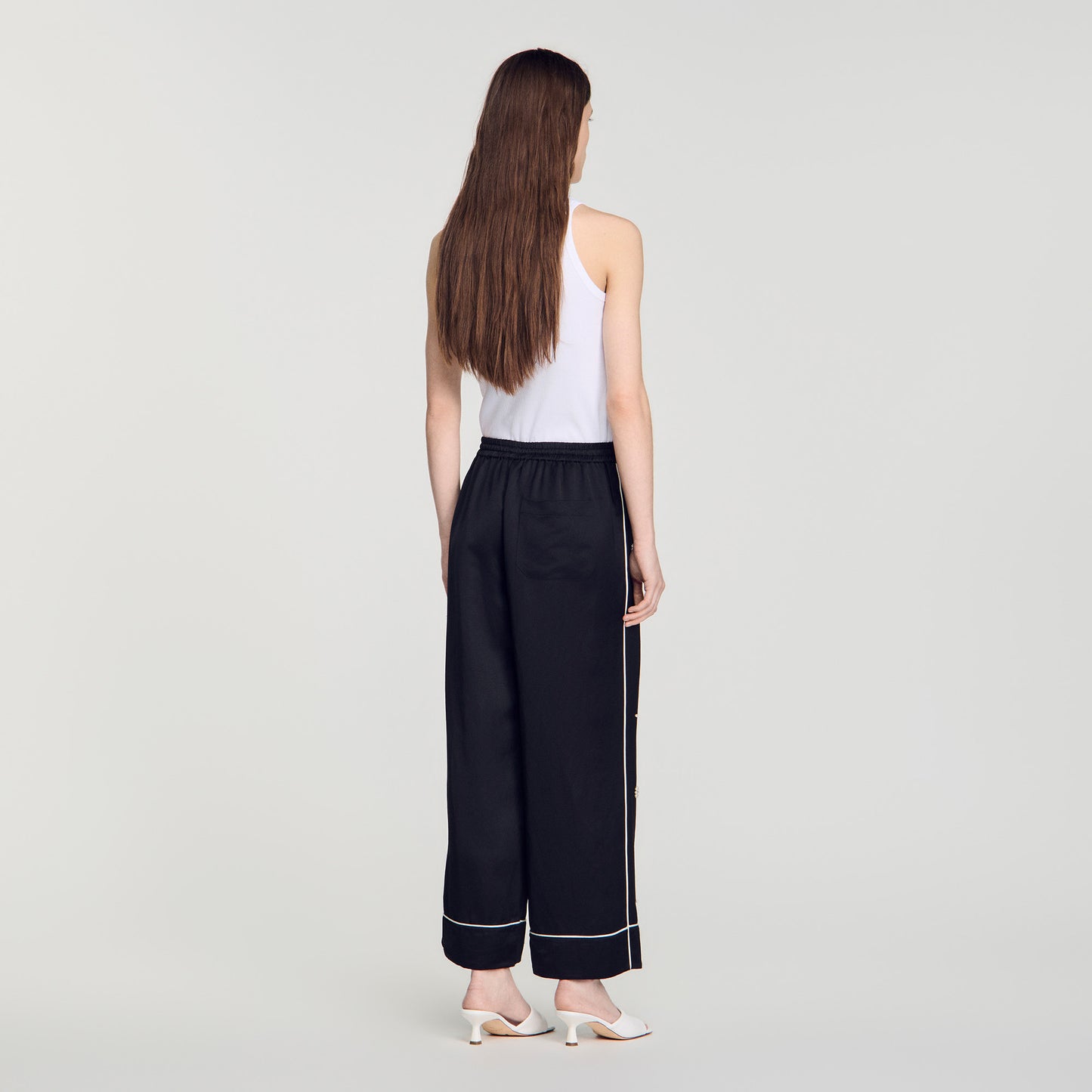 Rissea Rhinestone wide leg trouser Black