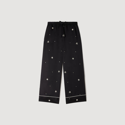 Rissea Rhinestone wide leg trouser Black