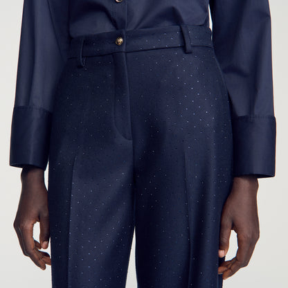 Ellington Rhinestone straight-leg trousers Navy Blue