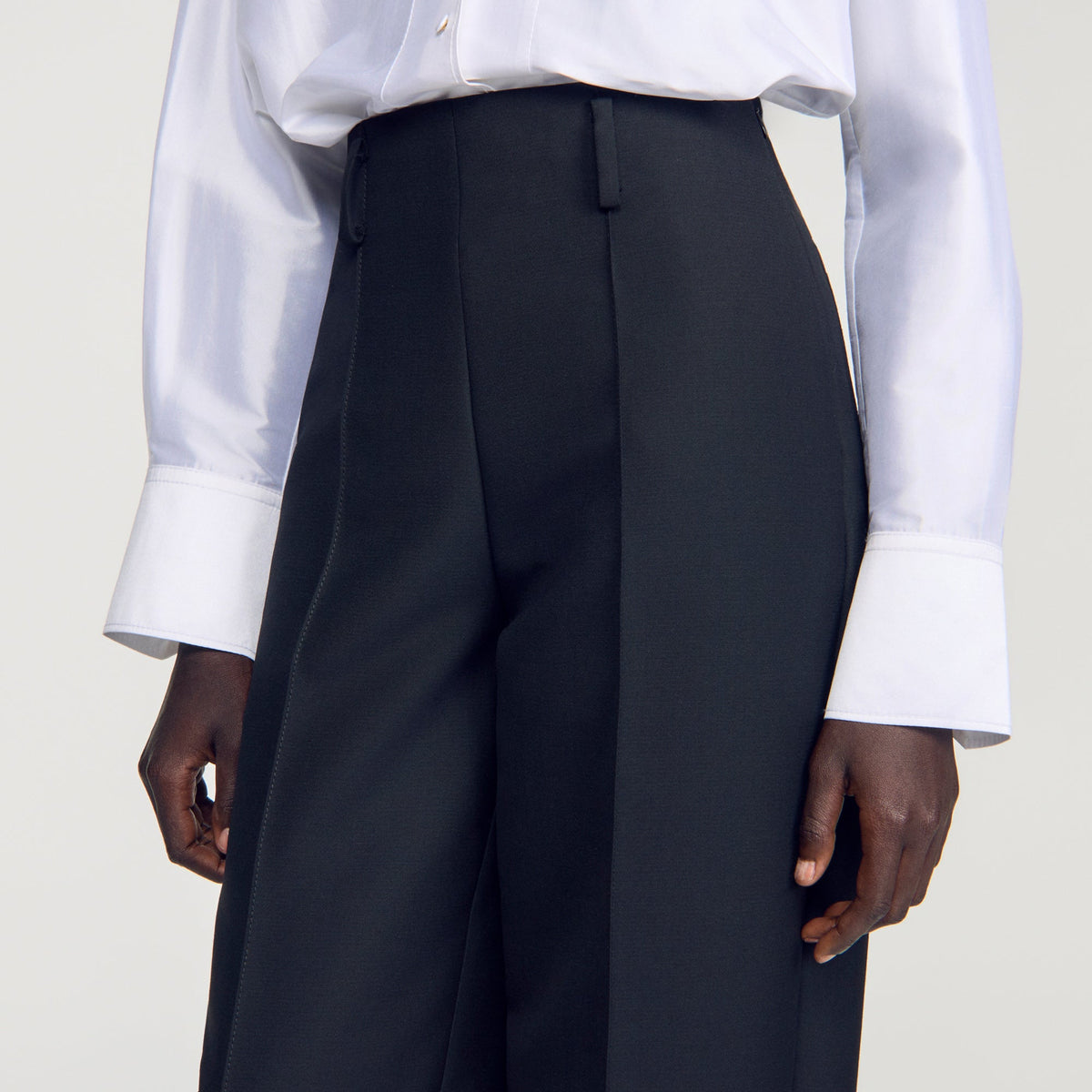 Emir Barrel-Leg Tweed Trousers Black