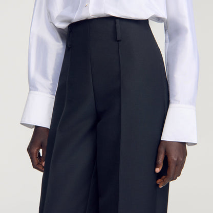 Emir Barrel-Leg Tweed Trousers Black