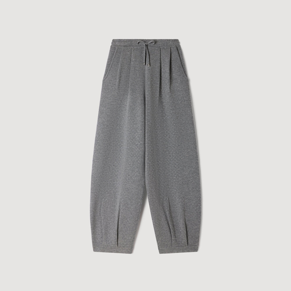 Estela Rhinestone Barrel-Leg Joggers Grey