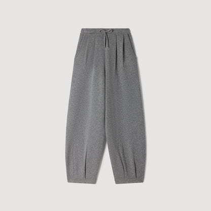 Estela Rhinestone Barrel-Leg Joggers Grey