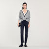 Sweater With Contrasting Deep V-Neck White