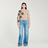 Floral Knit Sweater Beige