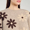 Floral Knit Sweater Beige