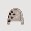 Floral Knit Sweater Beige