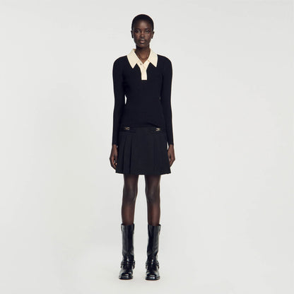 Knit Polo Shirt Jumper Black