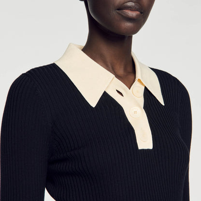 Knit Polo Shirt Jumper Black