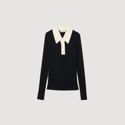 Knit Polo Shirt Jumper Black