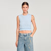 Emie Ruffled Cropped Jumper Sky Blue