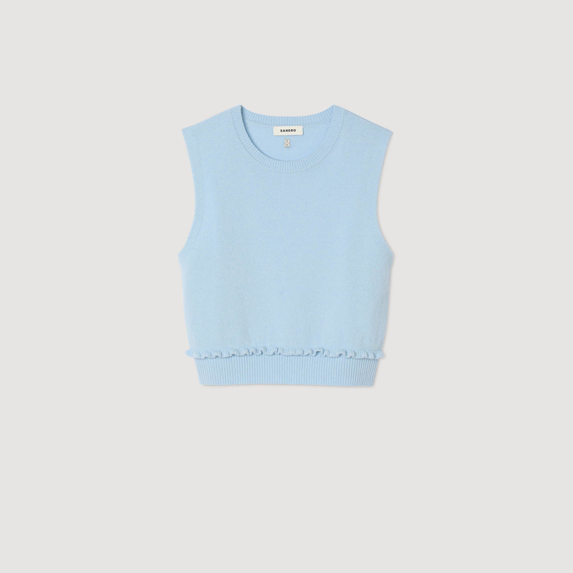 Emie Ruffled Cropped Jumper Sky Blue