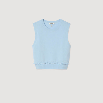 Emie Ruffled Cropped Jumper Sky Blue