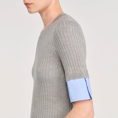 Valence Jumper With Contrast Short Sleeves Grey