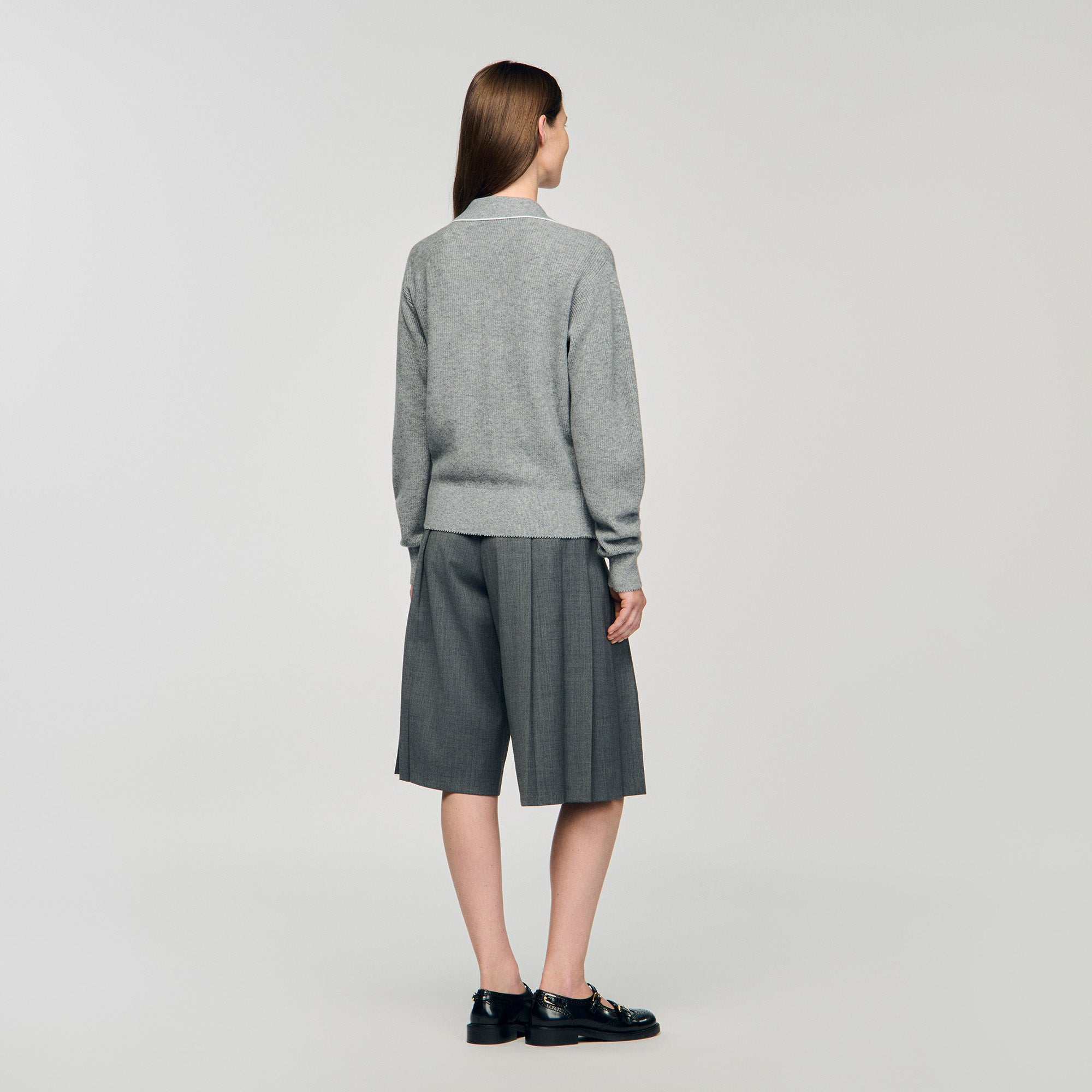 Berlin Open Polo-Collar Neck Jumper Grey