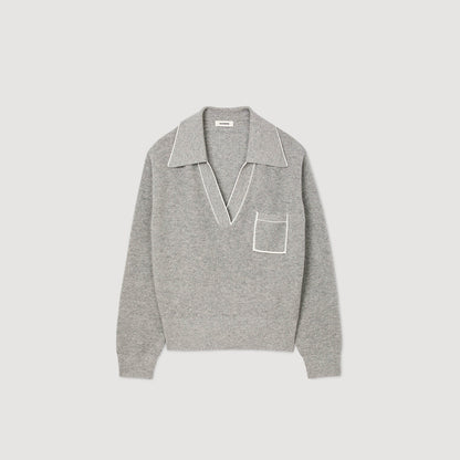 Berlin Open Polo-Collar Neck Jumper Grey