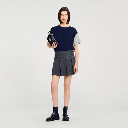 Hugues Dual-Material Knit Jumper Navy / Grey