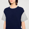 Hugues Dual-Material Knit Jumper Navy / Grey