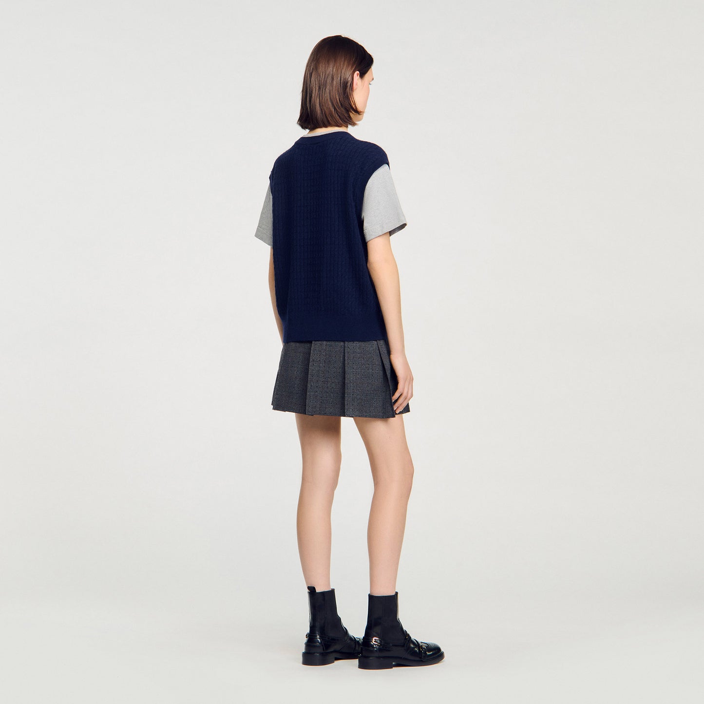 Hugues Dual-Material Knit Jumper Navy / Grey