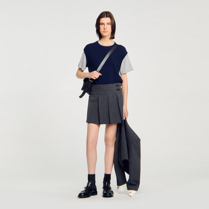 Hugues Dual-Material Knit Jumper Navy / Grey