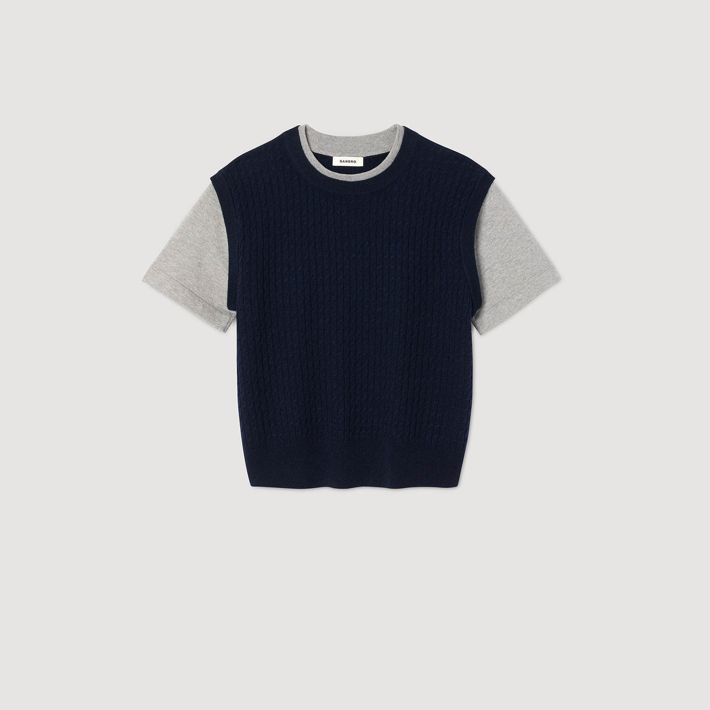 Hugues Dual-Material Knit Jumper Navy / Grey